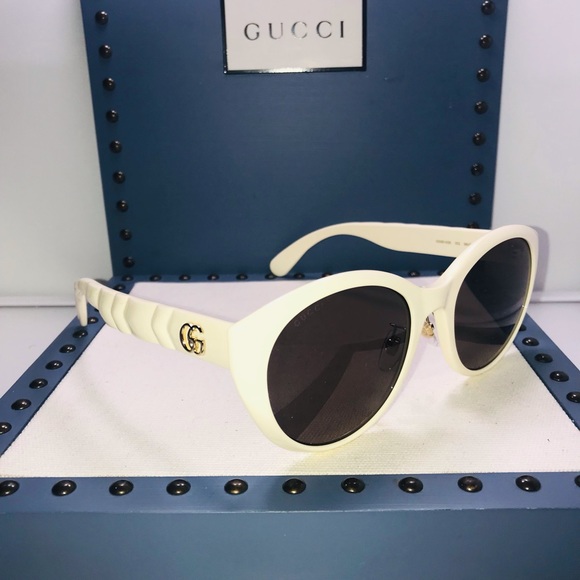 Gucci Ivory Brown Cat Eye Ladies Gg0814sk-002 Sunglasses - Picture 9 of 13